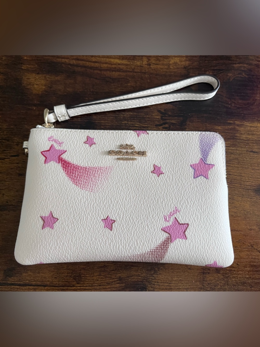 Coach White disco stars Wristlet